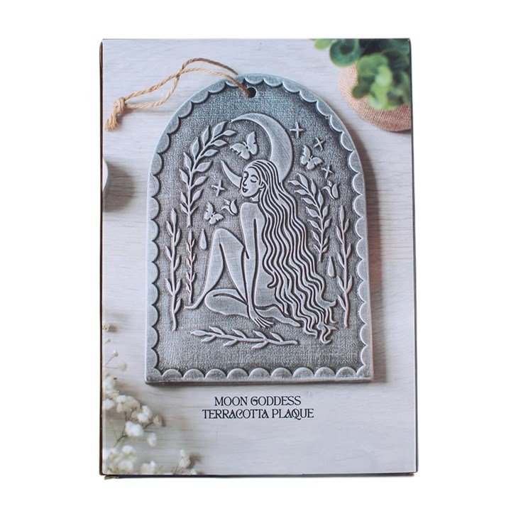Moon Goddess Silver Effect Terracotta Plaque