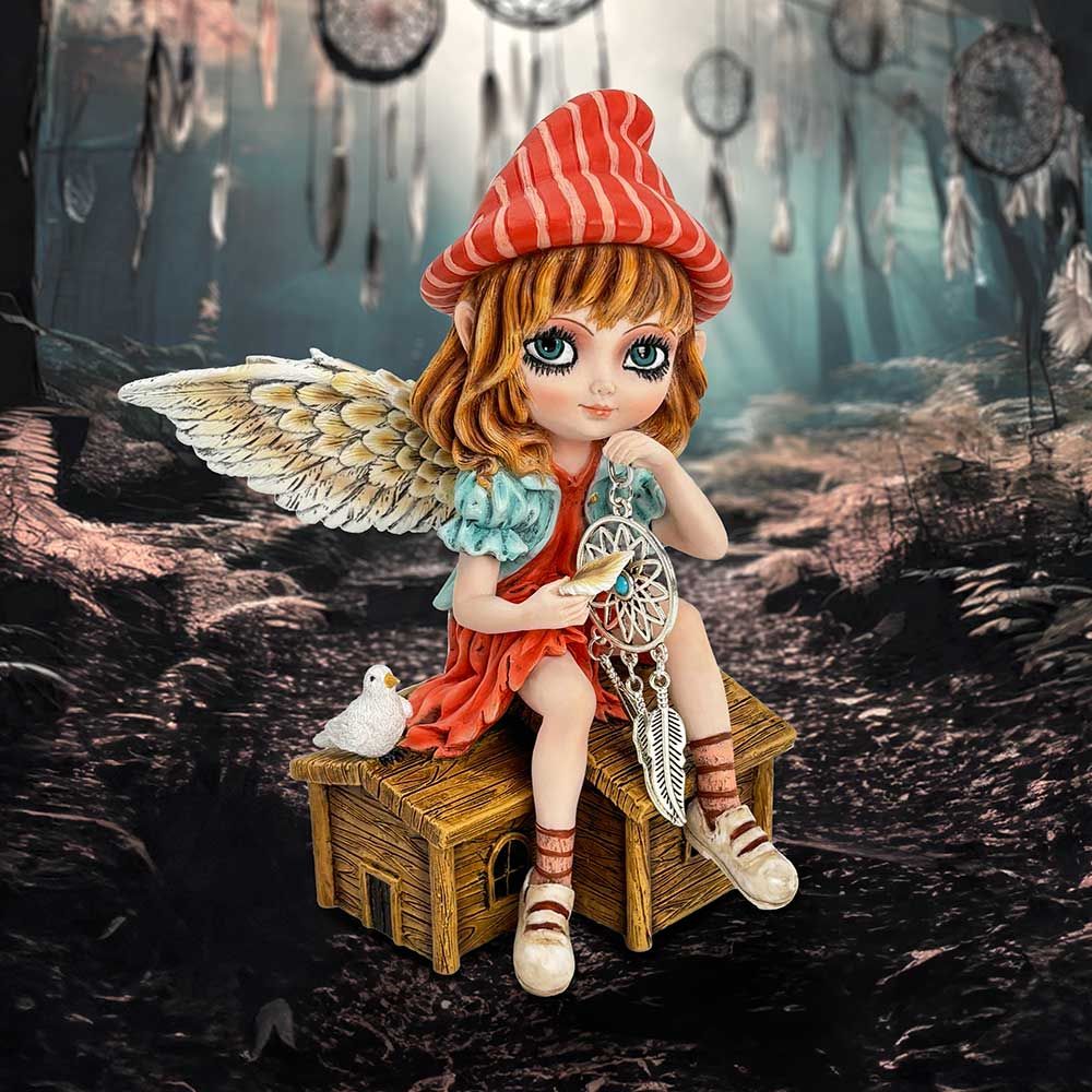 Autumn Fae Fairy Figurine with Dreamcatcher