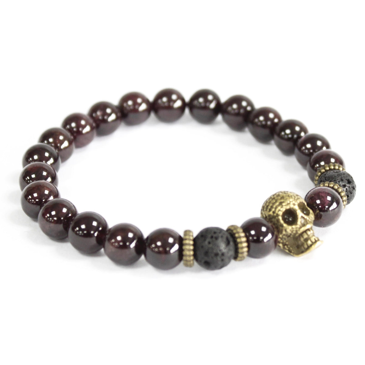 Bloodstone Crystal Skull Men's Bracelet