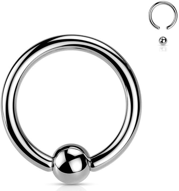 Captive Bead Ring, Ball Closure Ring 16G - Silver