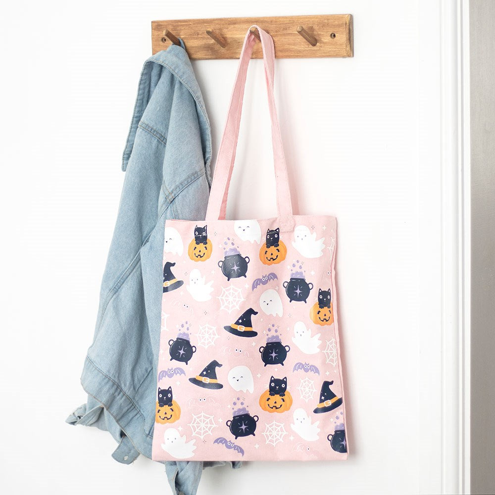Cute Halloween Tote Bag – Ghosts, Black Cats & Pumpkins