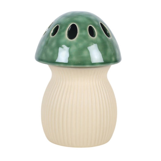Green and cream mushroom-shaped oil burner