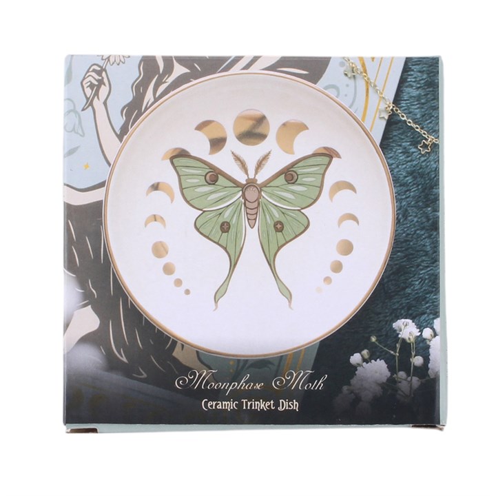 Moonphase Moth Trinket Dish in gift packaging