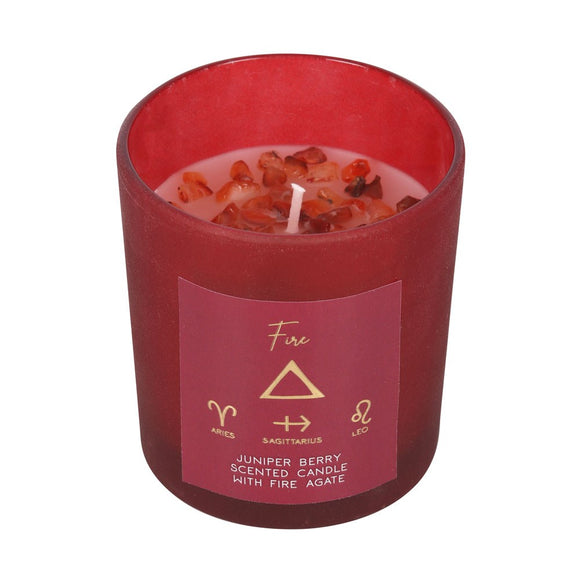 Fire Element, Juniper Berry Agate Crystal Candle