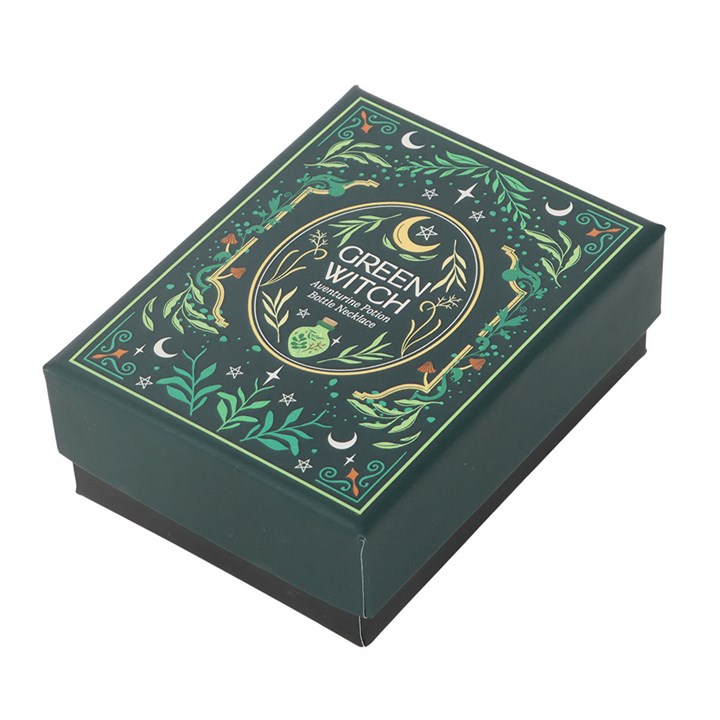 Green Witch aventurine potion bottle necklace gift box