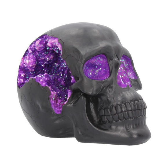 Geode Skull - Black with Pink/Purple Crystal