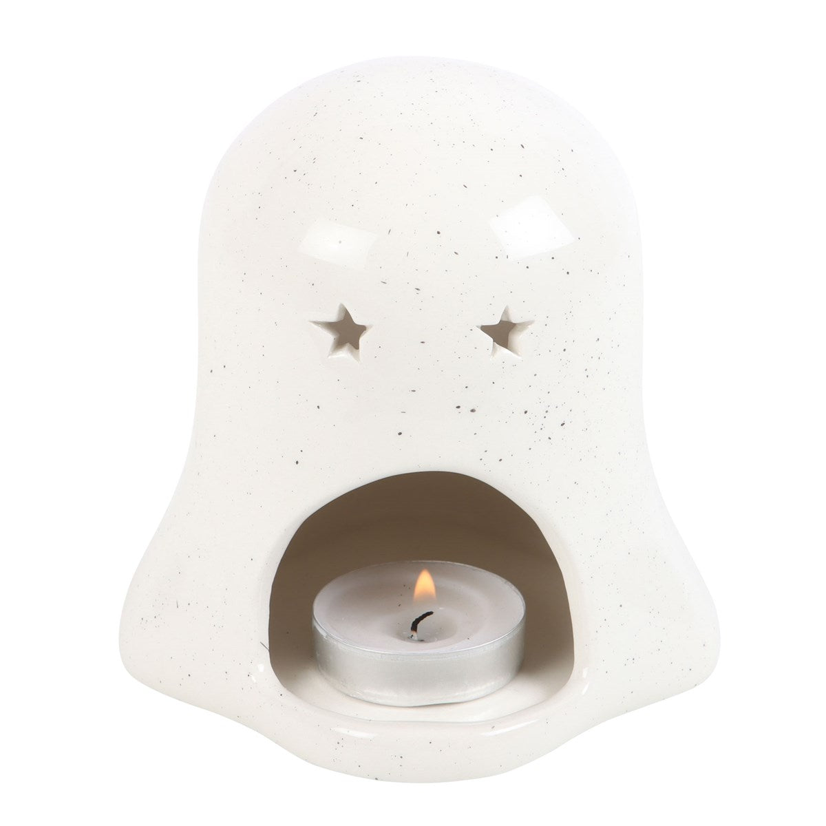 Ghost tealight holder showing candle opening at back