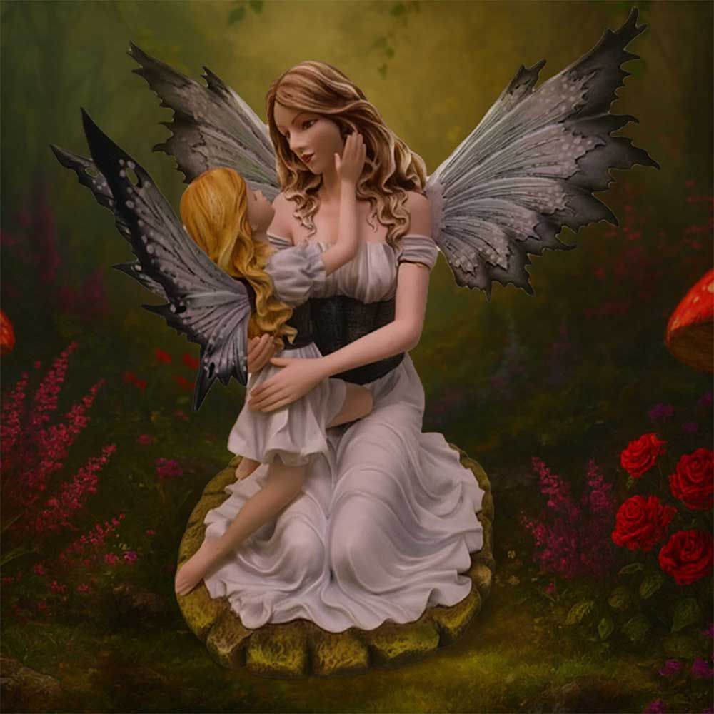 Guardian Wings Fairy and Child Figurine by Nemesis Now displayed