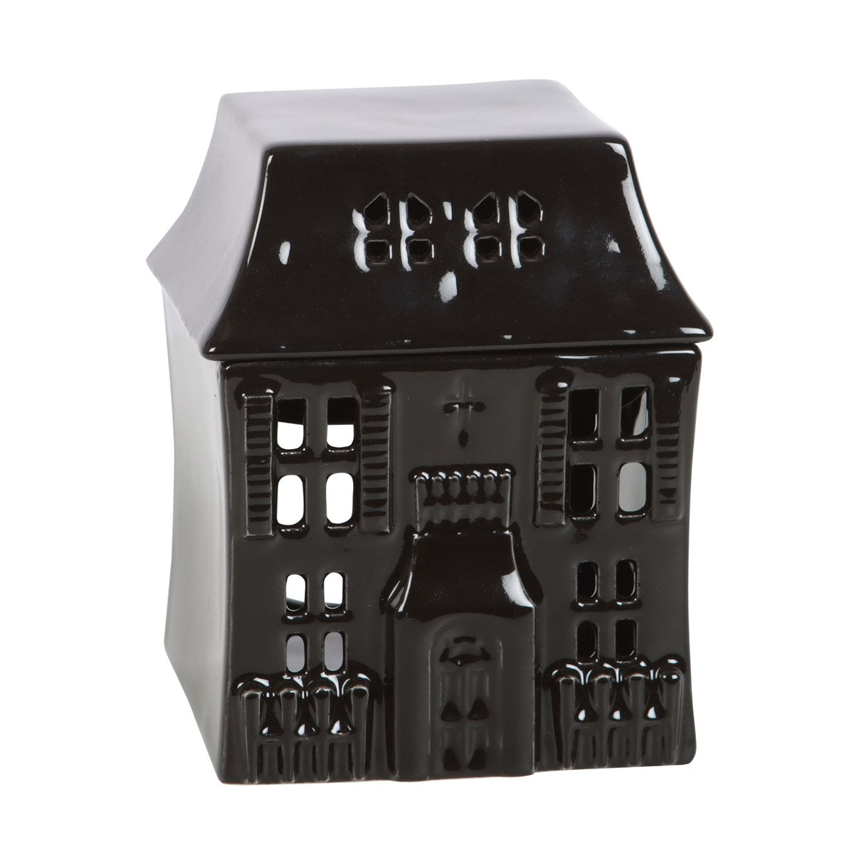 1. Black gothic house fragrance oil burner with decorative windows