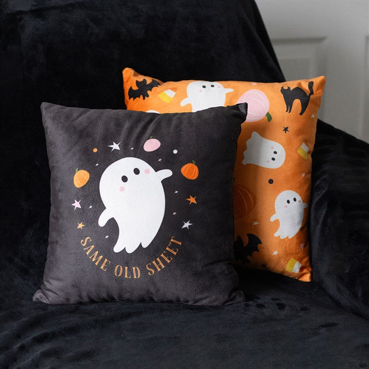 Sweet and Spooky Ghost Cushion on sofa