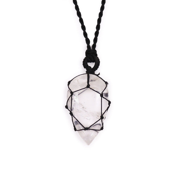 Laced Crystal Teardrop Necklace - Rock Quartz