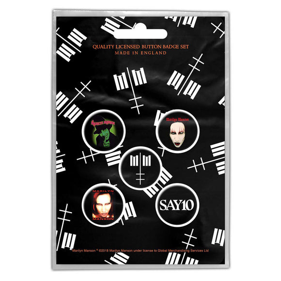 Marilyn Manson Button Badge Set: Cross Logo