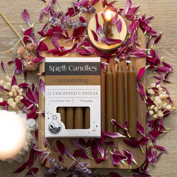 Pack of 12 Brown Grounding Spell Candles