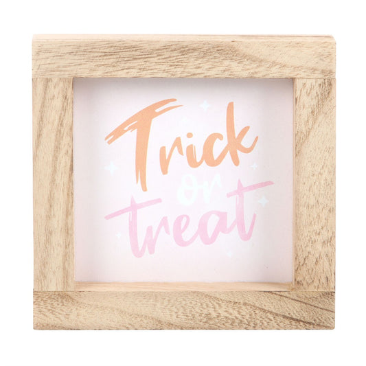 Pink and orange Trick or Treat framed Halloween sign