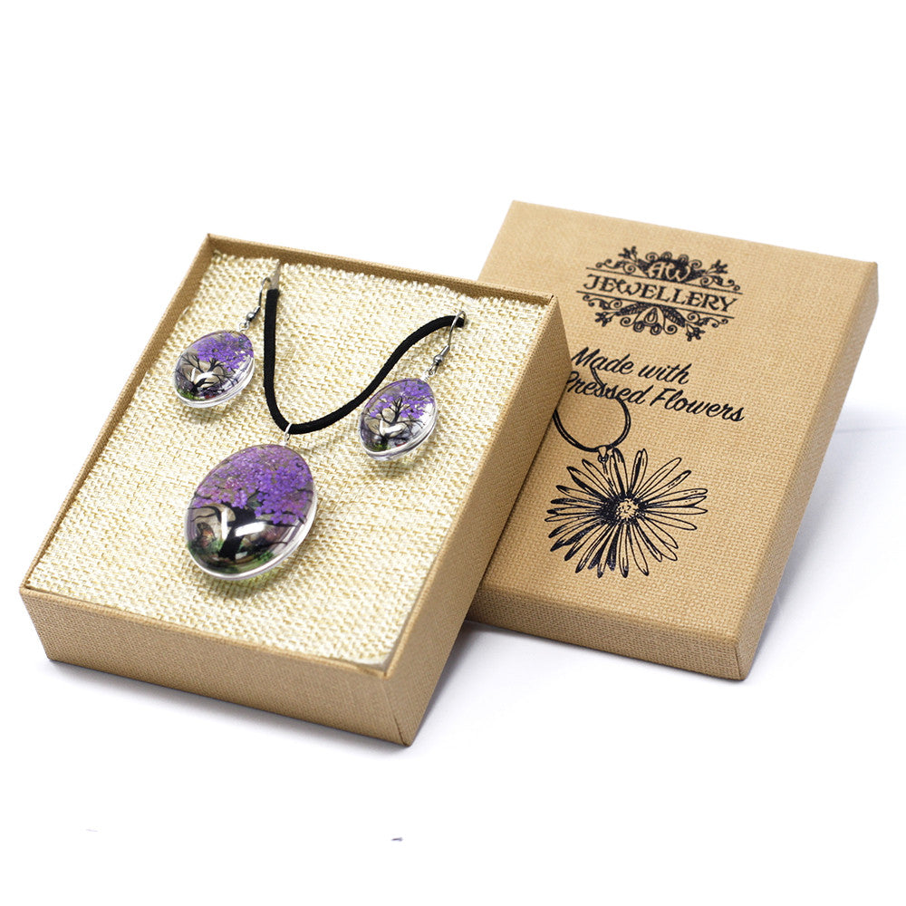 Purple Lavender Real Flower Jewellery Set