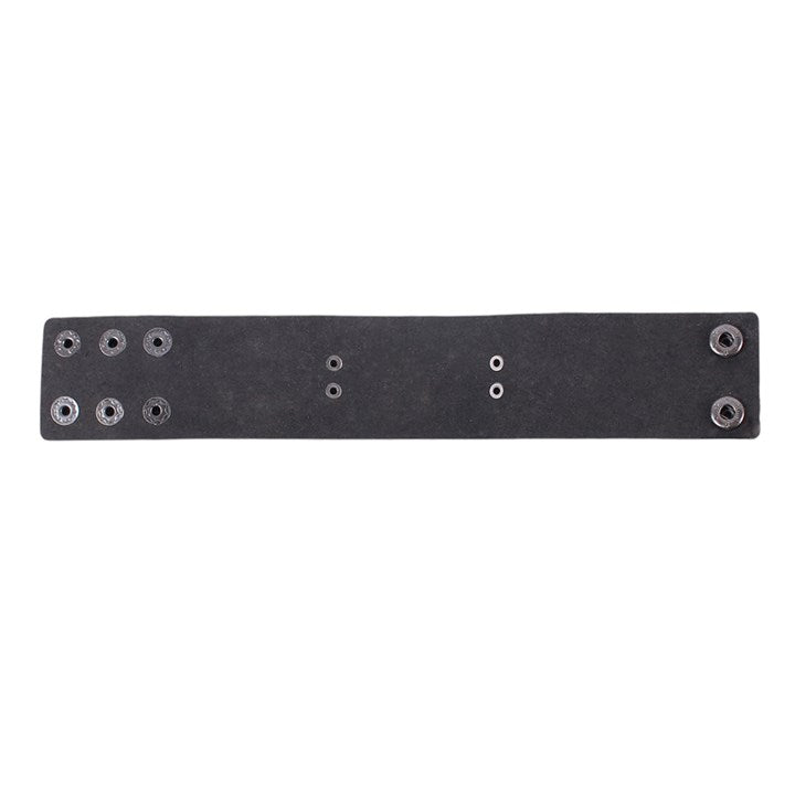 Black leather cuff bracelet fastening and back