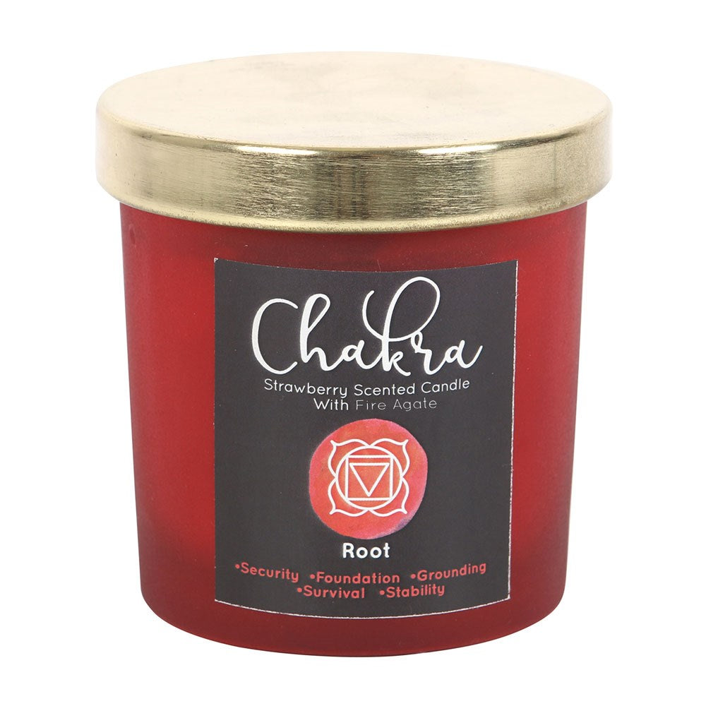 Root Chakra, Strawberry Scented Agate Crystal Candle