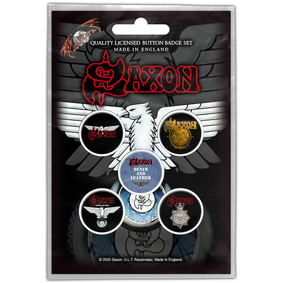 Saxon Button Badge Set: Wheels Of Steel