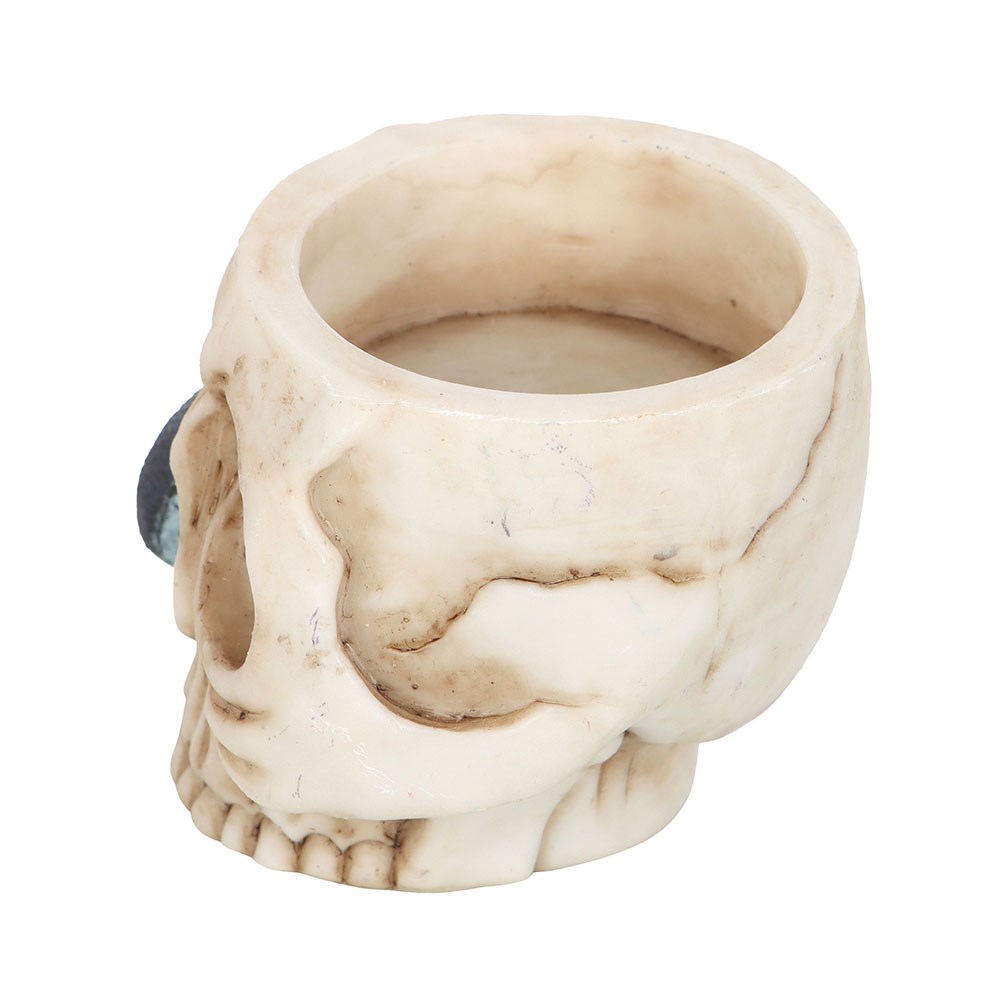 Skull tealight candle holder side view