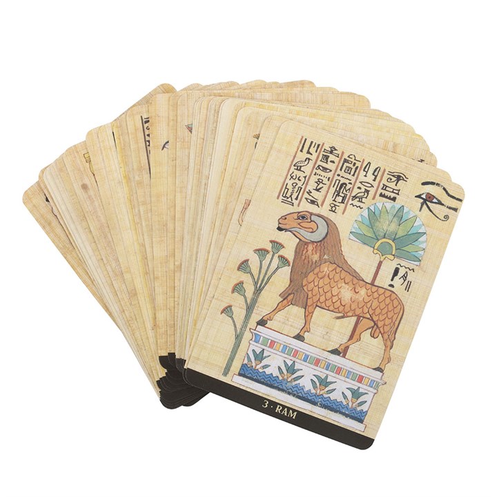 Egyptian Sacred Animals Oracle Cards papyrus style artwork