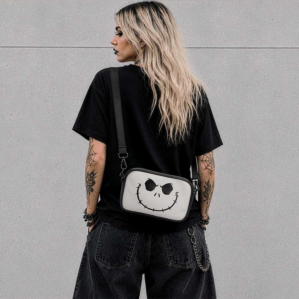 Jack Skellington Nightmare Before Christmas crossbody bag being worn