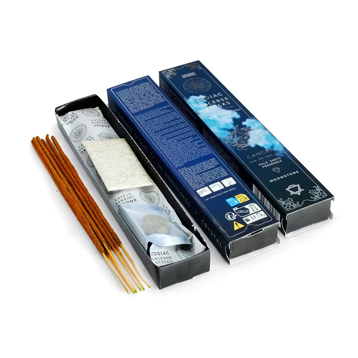 Zodiac Crystal Incense Sticks - Cancer (Moonstone & Palo Santo)