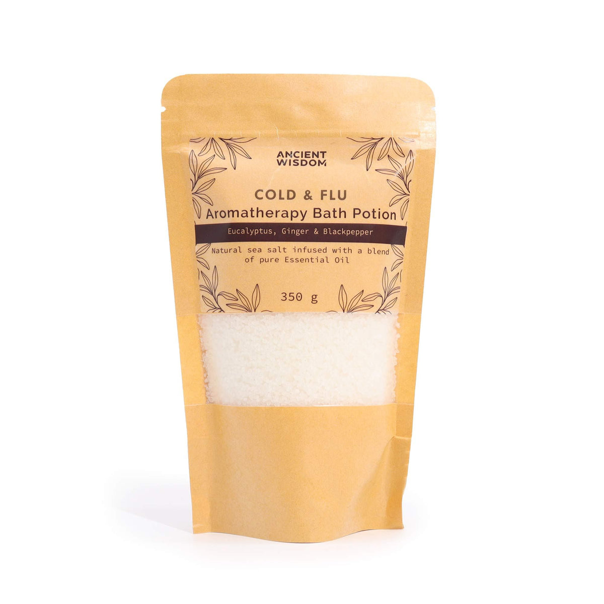 Packaged Aromatherapy Bath Potion for Cold & Flu on a white background