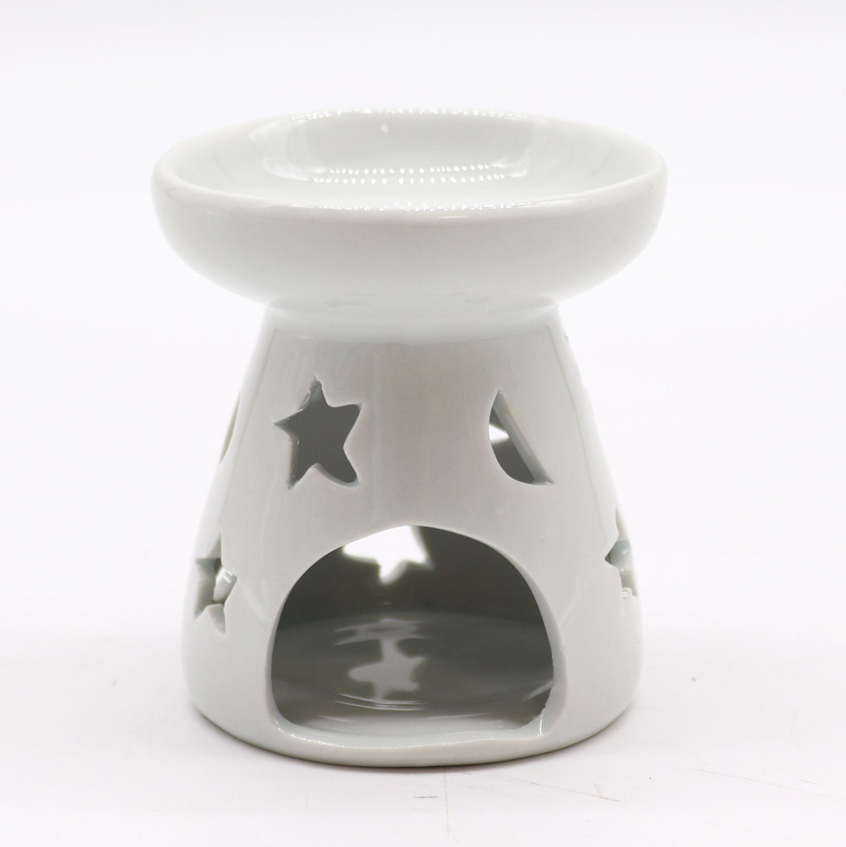 Small White Oil Burner - Moons & Stars
