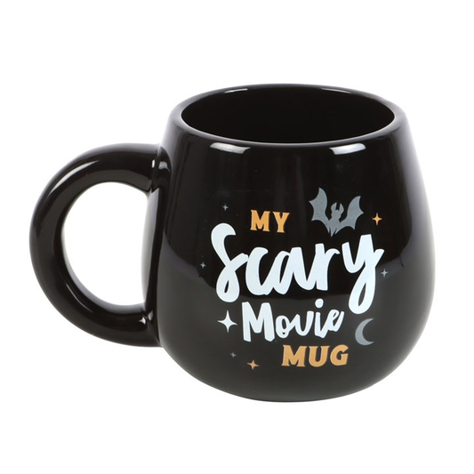 Rounded Halloween mug with bat and moon design