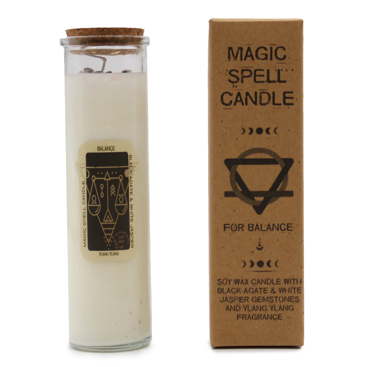 Balance Spell Candle with Black Agate & White Jasper