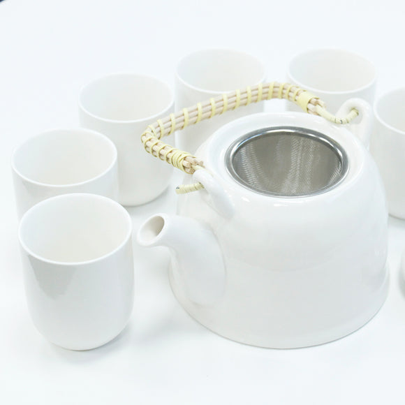 Classic White Herbal Teapot & Cup Set