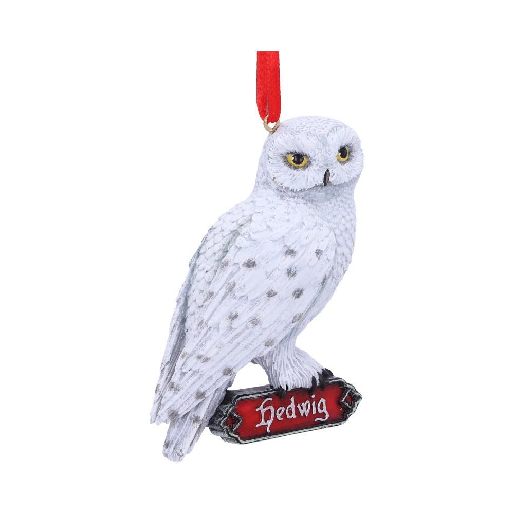 1. Hedwig Harry Potter hanging ornament with red ribbon