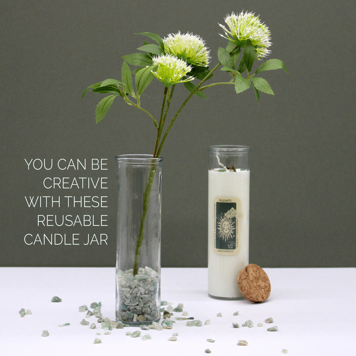 Luck Spell Candle with Black Agate