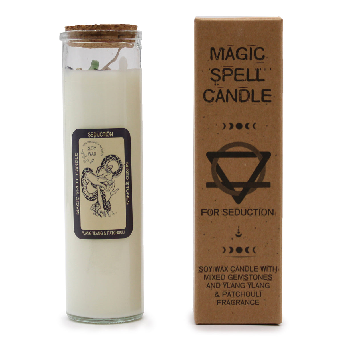 Seduction Spell Candle with Mixed Gemstones