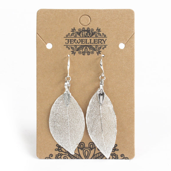 Silver Real Leaf Earrings
