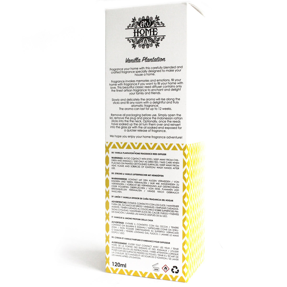 Vanilla Plantation Essential Oil 120ml Reed Diffuser