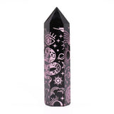 Black Obsidian Crystal Point - Mystic Story - Rose Pink