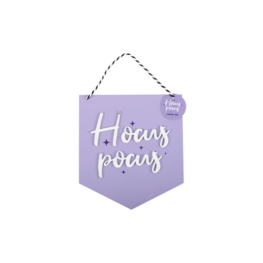 Purple Hocus Pocus hanging sign Halloween decoration