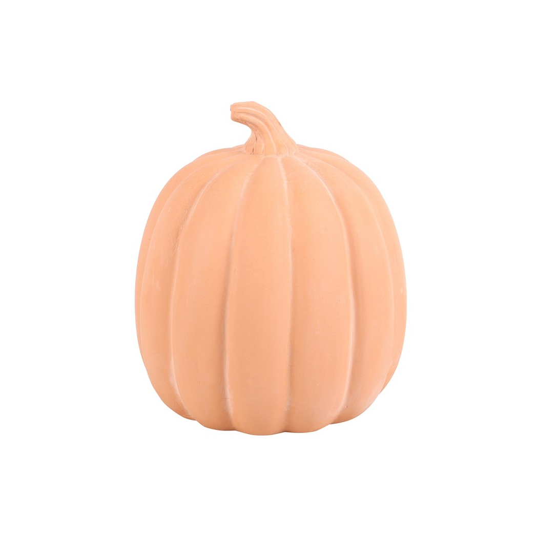 Terracotta pumpkin Halloween ornament rear view