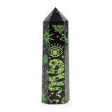 Black Obsidian Crystal Point - Mystic Story - Forest Green