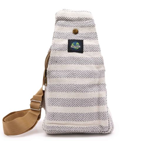 Natural Cotton Cross-Body Bags - Grey & White