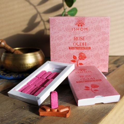 Incense Smudge Bricks and Burner - Rose Wood