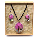 Pink Real Flower Jewellery Set