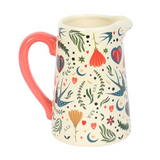 Cream Folk Print Flower Jug