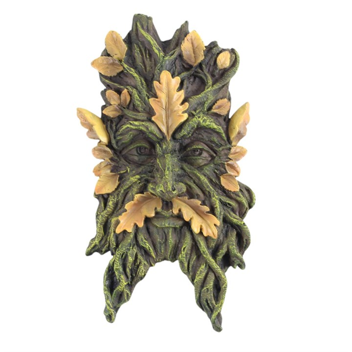 Green Man yellow oak leaf resin wall plaque