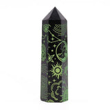 Black Obsidian Crystal Point - Mystic Story - Forest Green