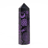 Black Obsidian Crystal Point - Mystic Story - Deep Purple