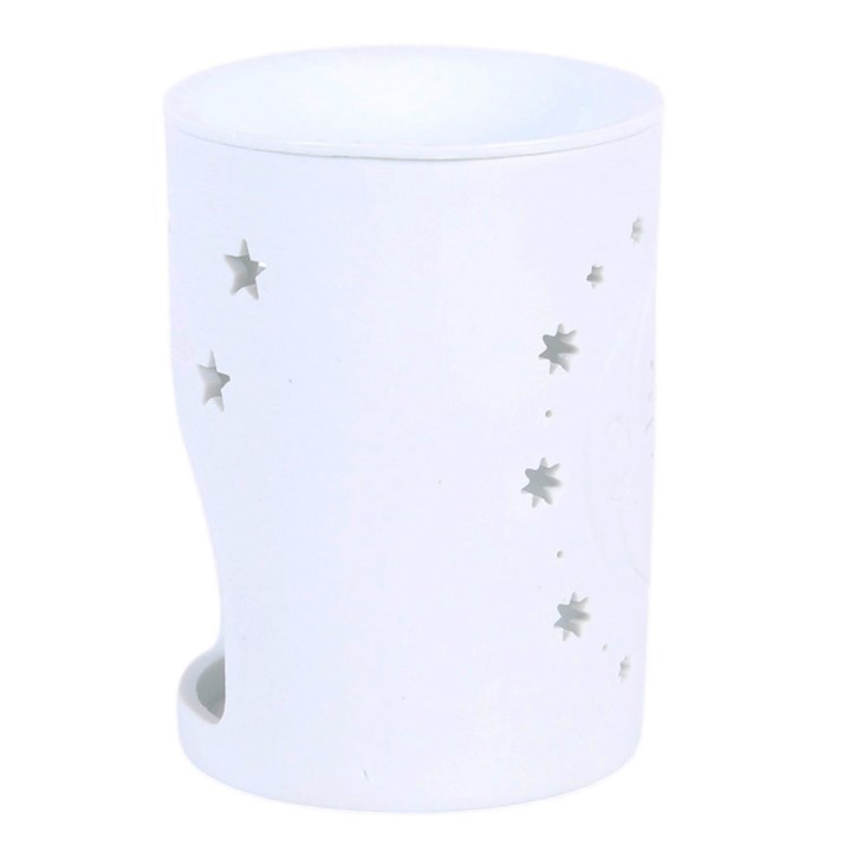 White ceramic wax warmer with star cut-out design