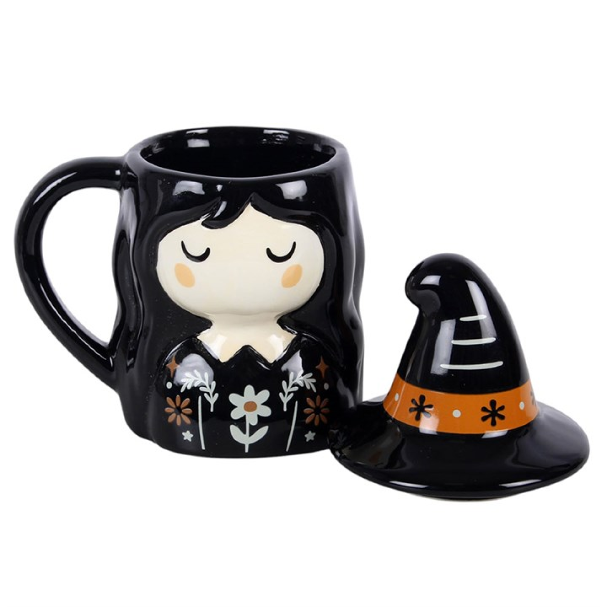 Frightful Folk Witch Lidded Mug with matching witch hat