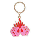 Flaming Dice Keyring
